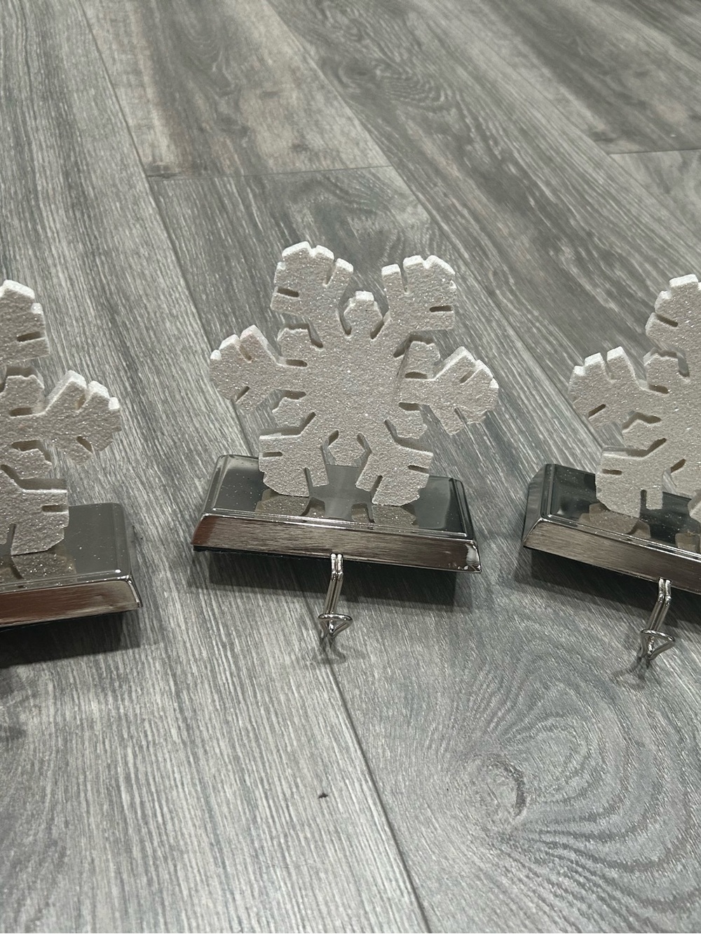 Holiday Snowflake stocking holder Decorations - Silver Glitter